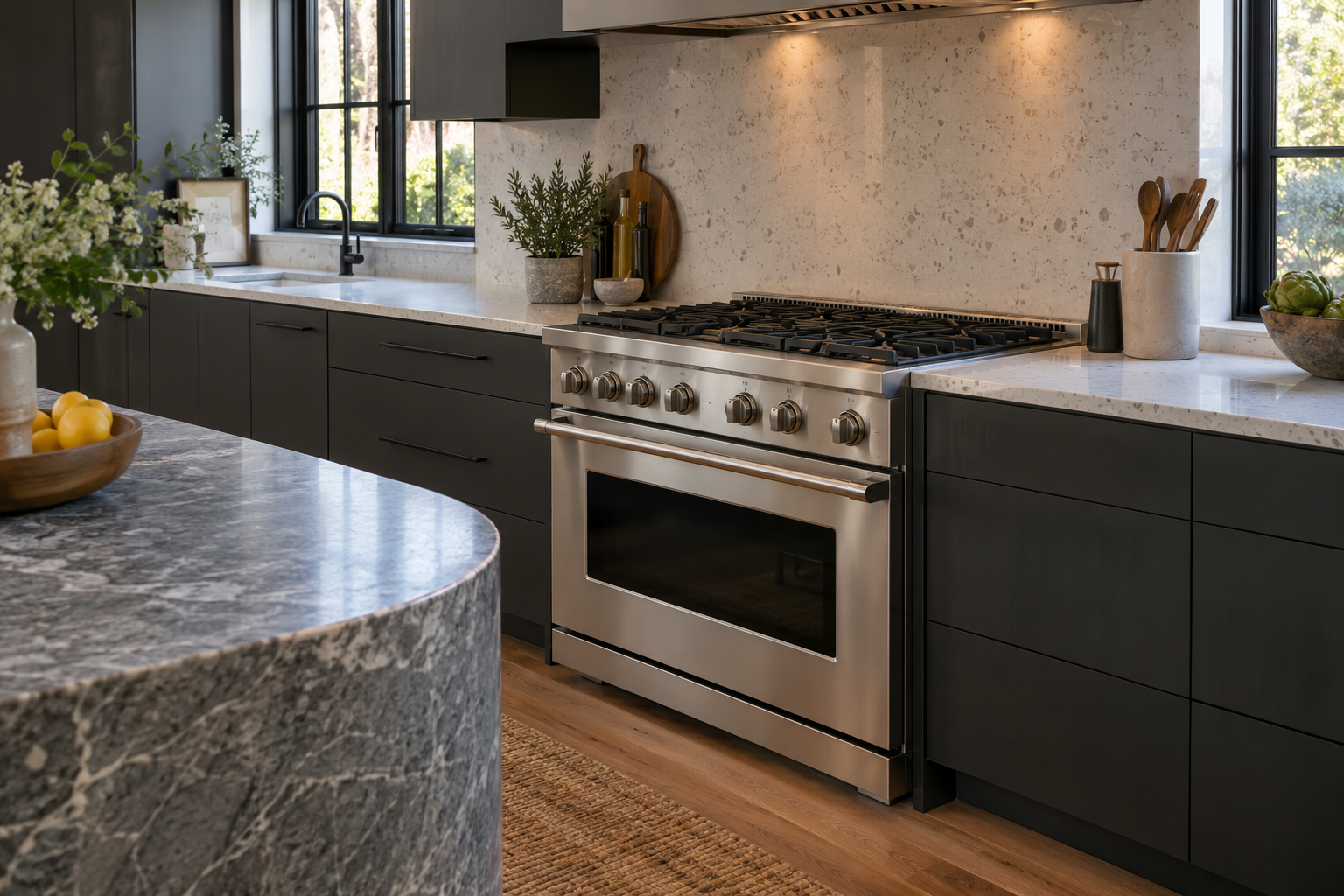 Illustrative Viking range in a residential kitchen — AI image for Sub-Zero Repair Riverside