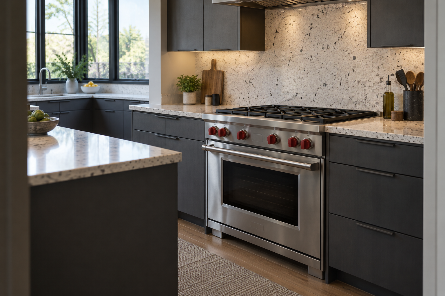 Illustrative Wolf range in a residential kitchen — AI image for Sub-Zero Repair Riverside