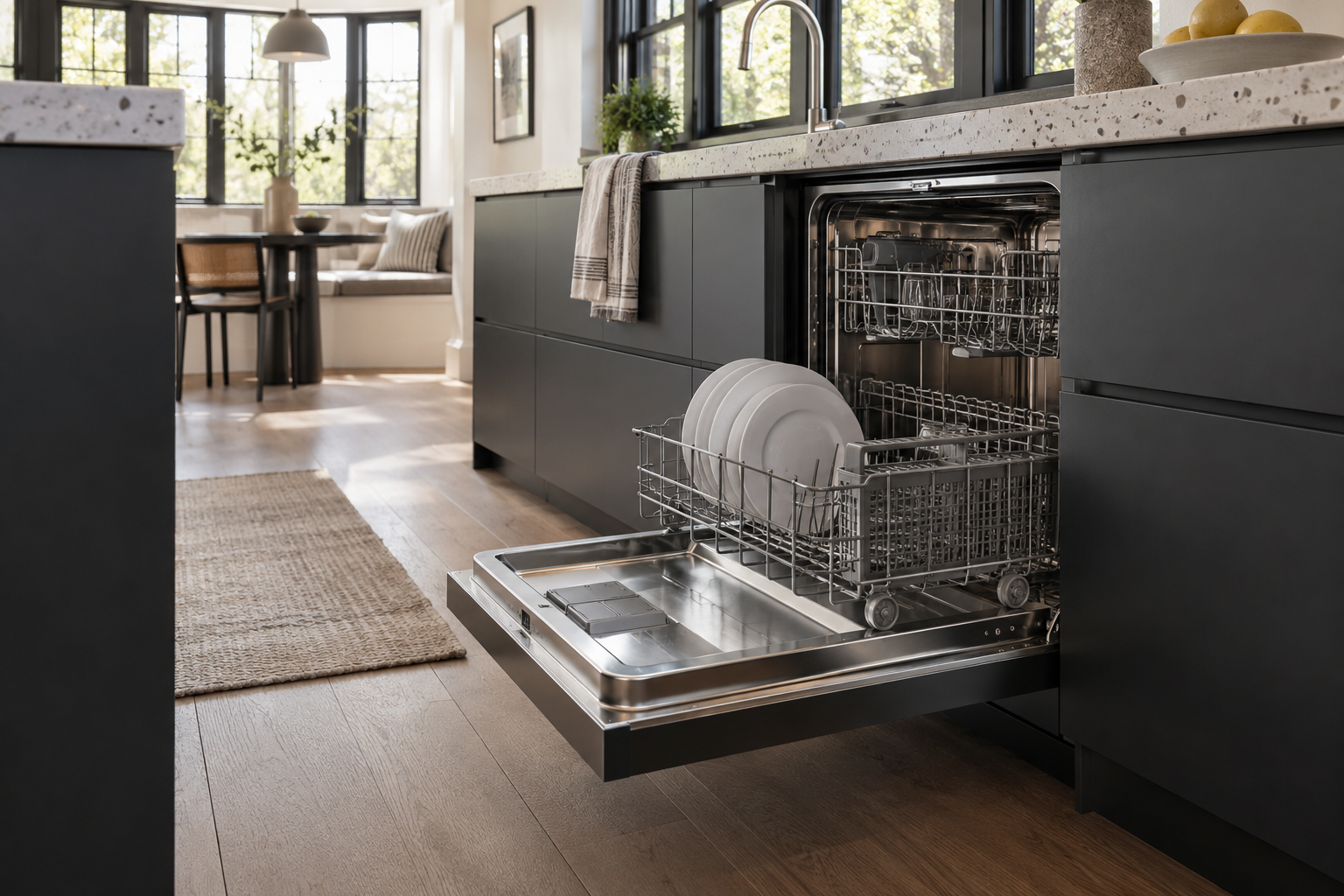 Illustrative Thermador dishwasher in a residential kitchen — AI image for Sub-Zero Repair Riverside
