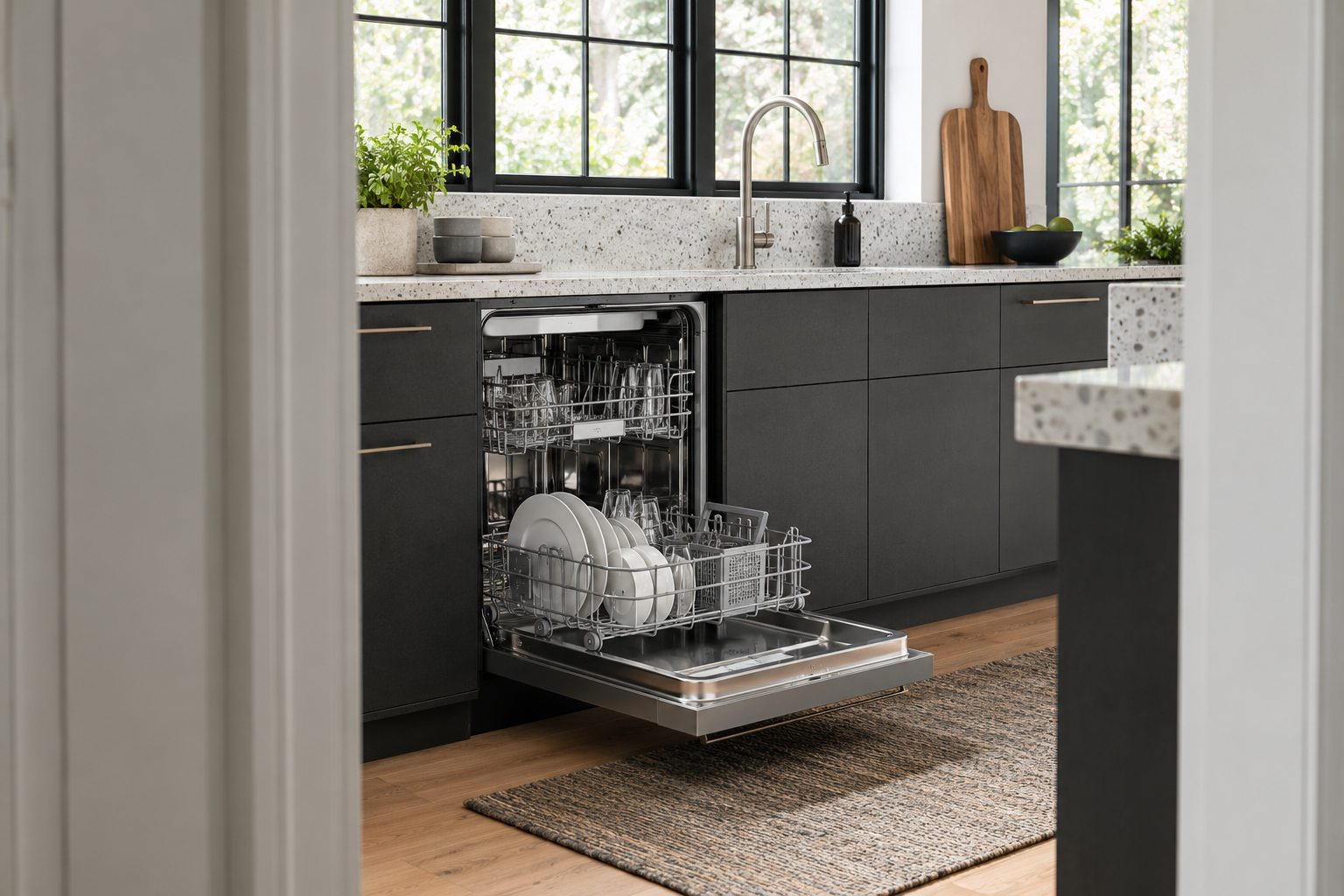 Illustrative Thermador dishwasher in a residential kitchen — AI image for Sub-Zero Repair Riverside