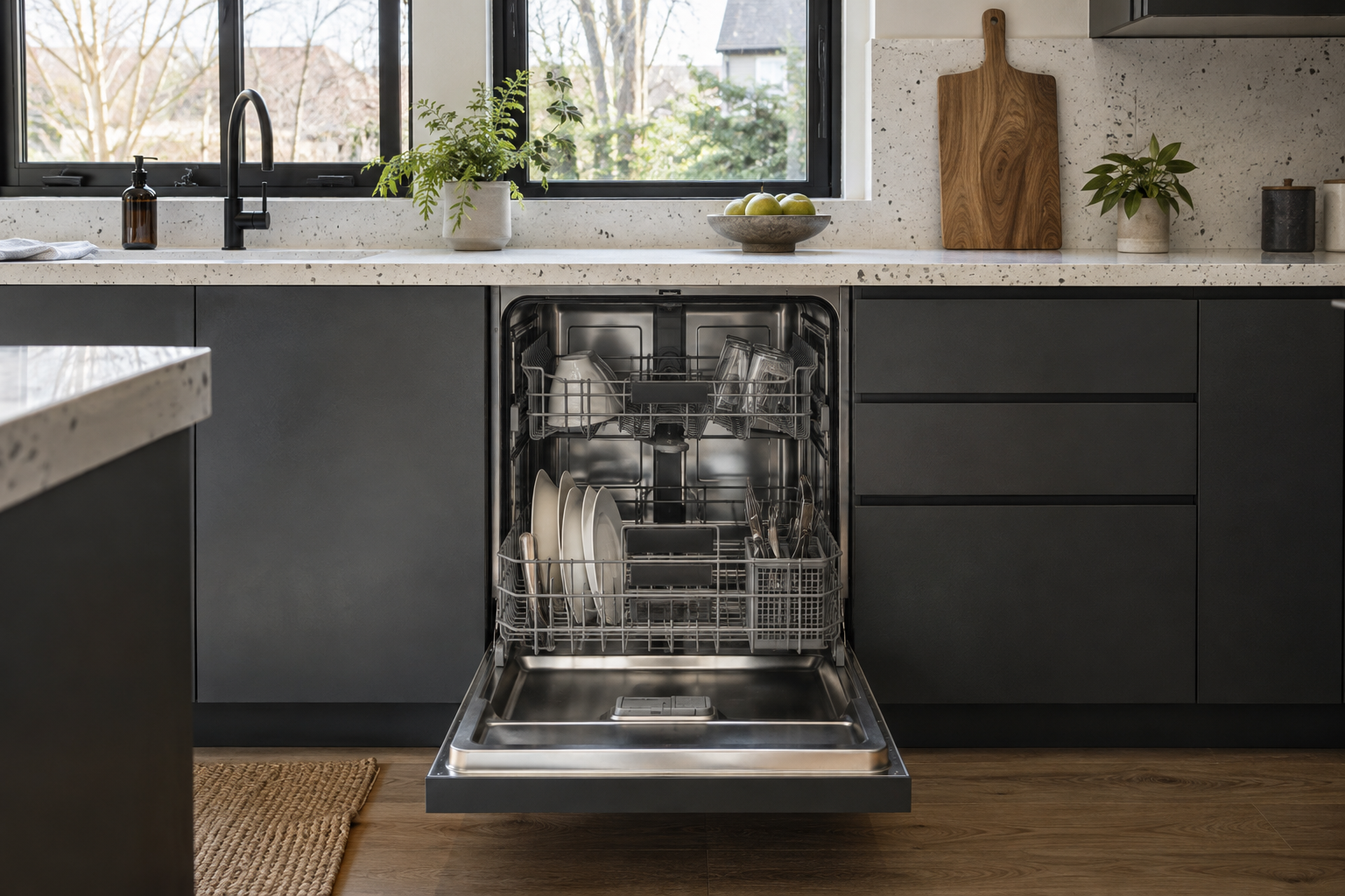 Illustrative Thermador dishwasher in a residential kitchen — AI image for Sub-Zero Repair Riverside