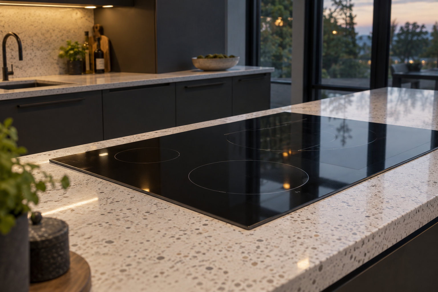 Illustrative Monogram cooktop in a residential kitchen — AI image for Sub-Zero Repair Riverside